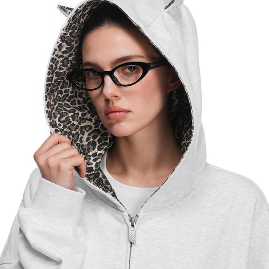 Leopard Print Oversized Hoodie & Wide Leg Sweatpants Set – Unisex Casual Lounge Sweatsuit with Pockets